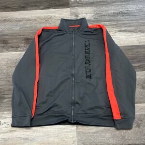 Under Armour Track Jacket‎ Gray Orange Womens L Spell Out Logo Full Zip Athletic